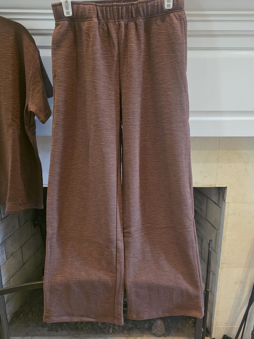 Zenana Outfitters Chocolate Brown Two-Piece Wide-Leg Slub Set - Picture 3 of 4